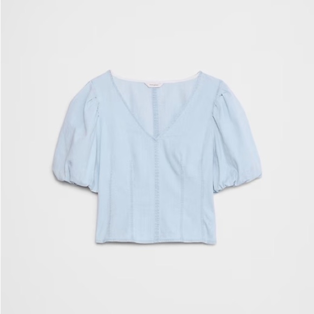Banana Republic Bubble Sleeve Blouse light blue